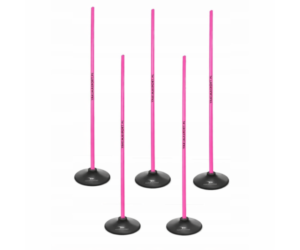 Tor przeszkód slalomowy 100cm laski + podstawa 1,5kg Różowy